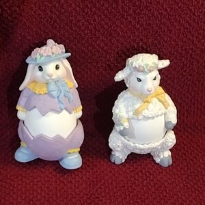 Easter Bunny and Lamb Figurines